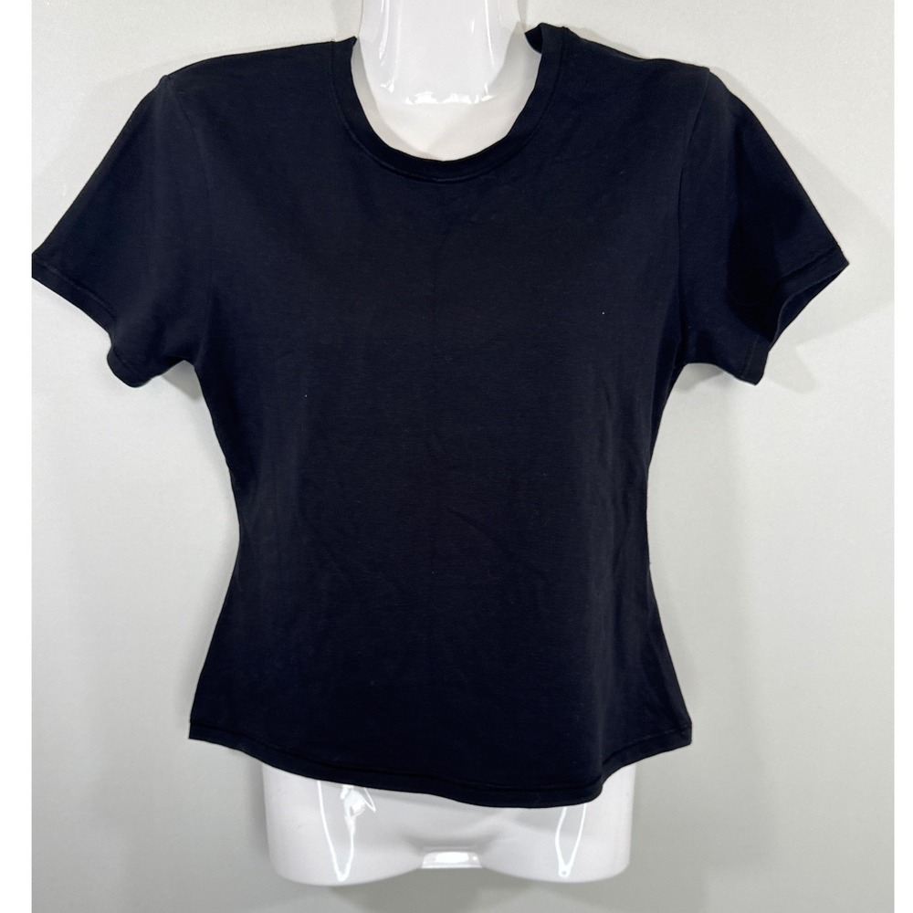 Quince Black Organic Cotton Stretch Crewneck T-Shirt Womens Medium Basic Tee
